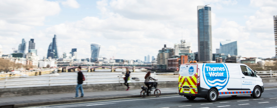 Thames Water van driving in London